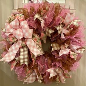 18” Pink Floral Bow Wreath 🌸